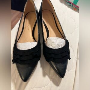 Jack Rogers black ruffle ballet flats- 8.5M
